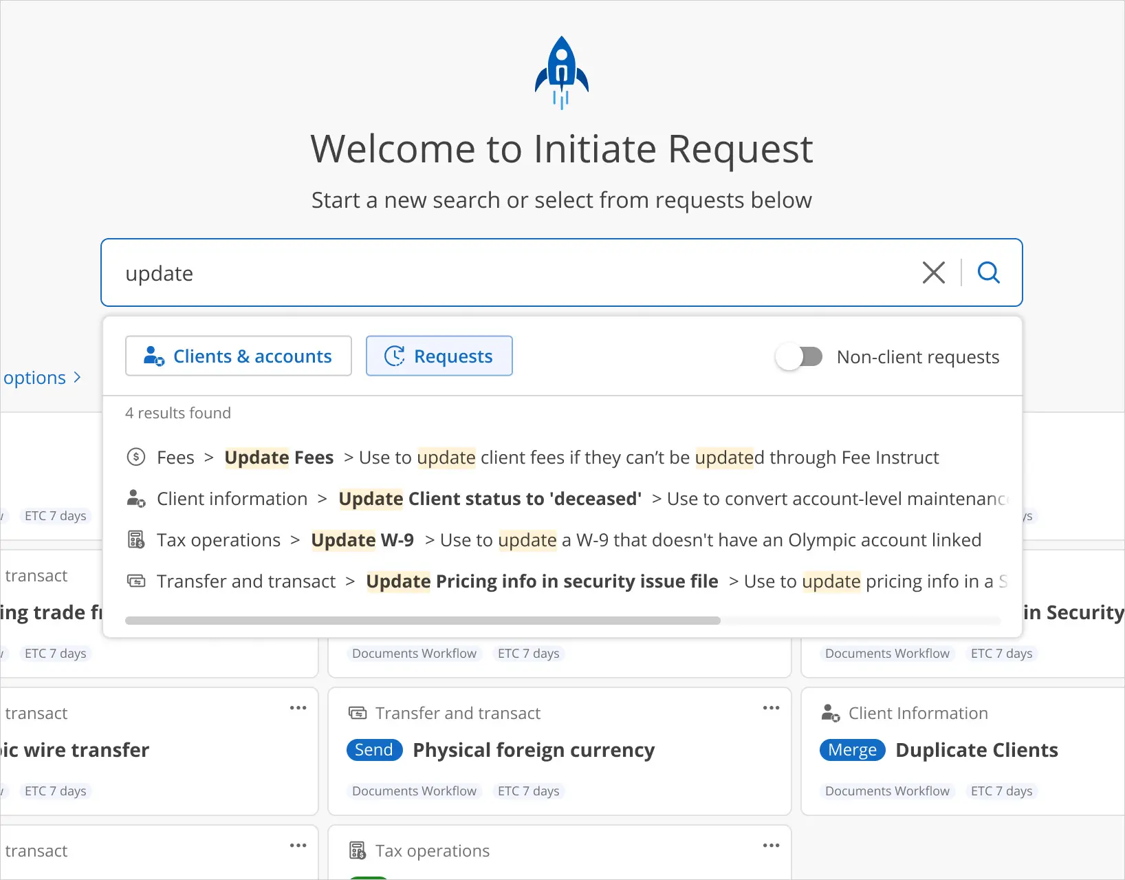 Initiate Request redesign